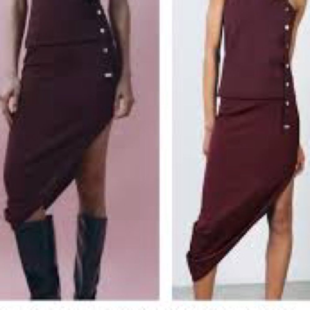 ZARA asymmetric merlot pull-on skirt | NWT | L - Picture 4 of 11